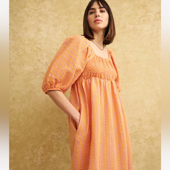 Nobody’s Child Orange and Pink Stripe Midi Dress - Picture 3 of 6